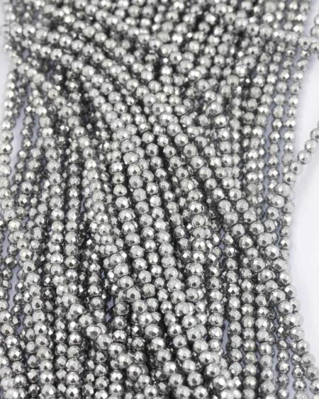 Hematite faceted platinum bead 4mm