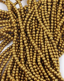 hematite round smooth bead 4mm gold