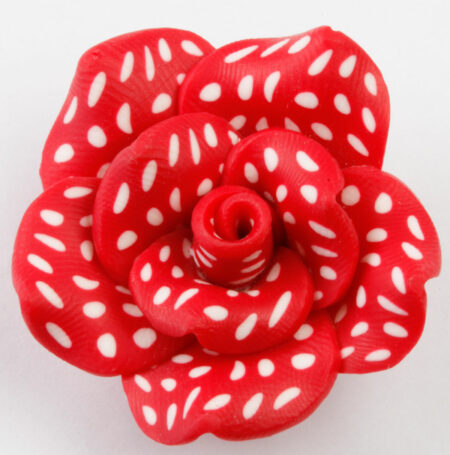 fimo flower bead red