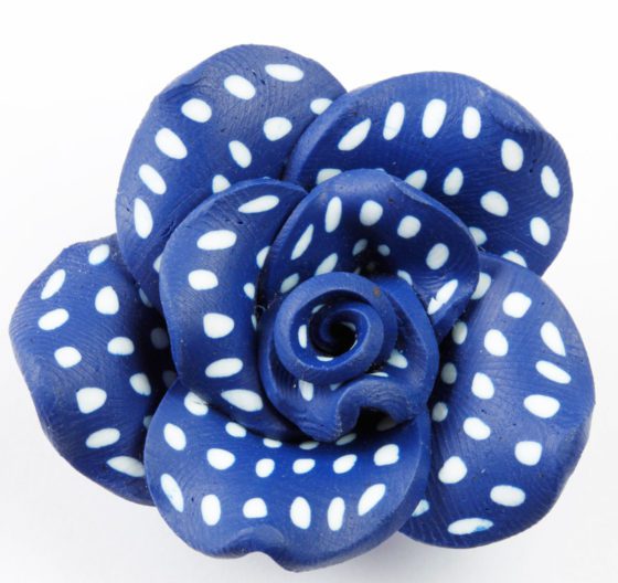 fimo flower bead blue