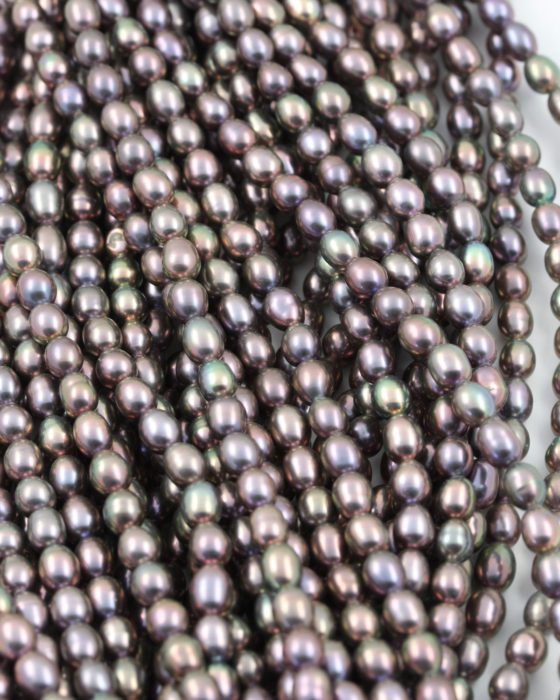 Freshwater rice pearls beads dark pink