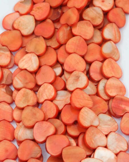 Mother of Pearl heart bead orange