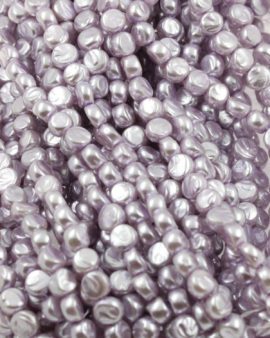 Imitation glass pearl fat coin, 7 x 5 mm. Sold per strand approx. 55 beads