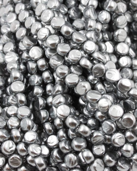 Imitation glass pearl fat coin dark steel grey
