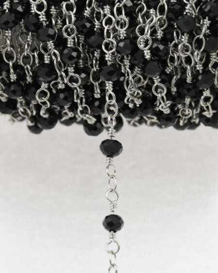crystal chain twisted brass and crystal jet black 4 mm