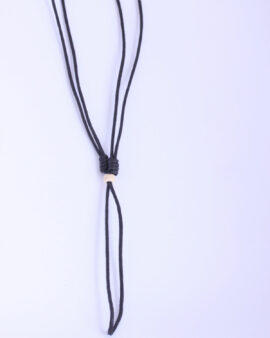 Sliding Waxed Cotton Cord Necklace with Bead. 