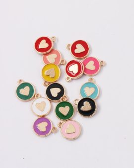 Enamelled Heart Charms 10mm mix colour