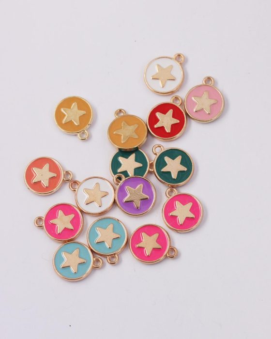 Enamelled Star Charms 10mm mix colour
