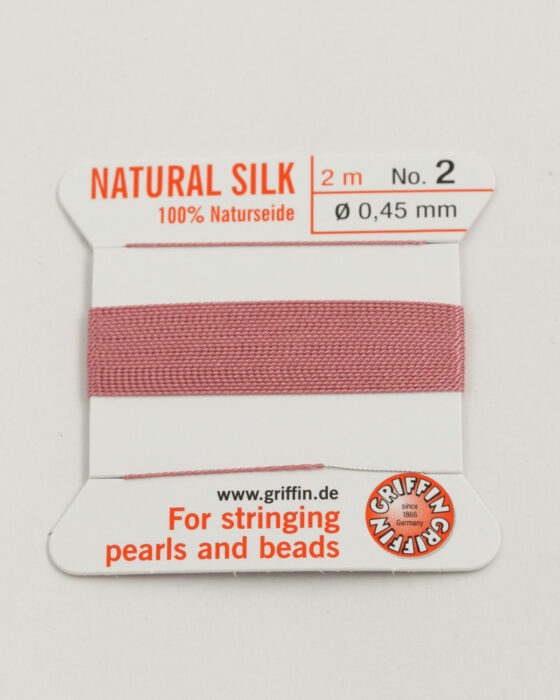 Natural Silk Bead Cord size #2 (0.45mm) dark pink