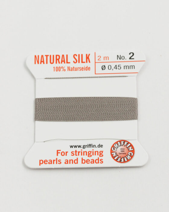 Natural Silk Bead Cord size #2 (0.45mm) grey