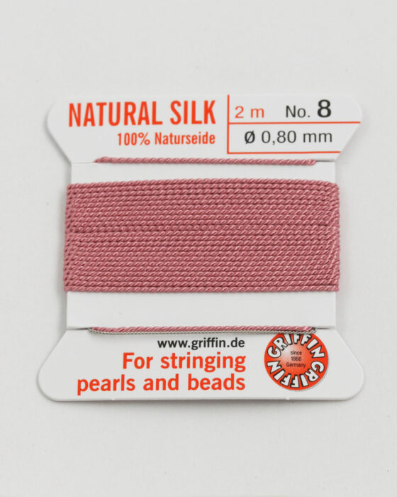 Natural Silk Bead Cord size #8 (0.80mm) dark pink