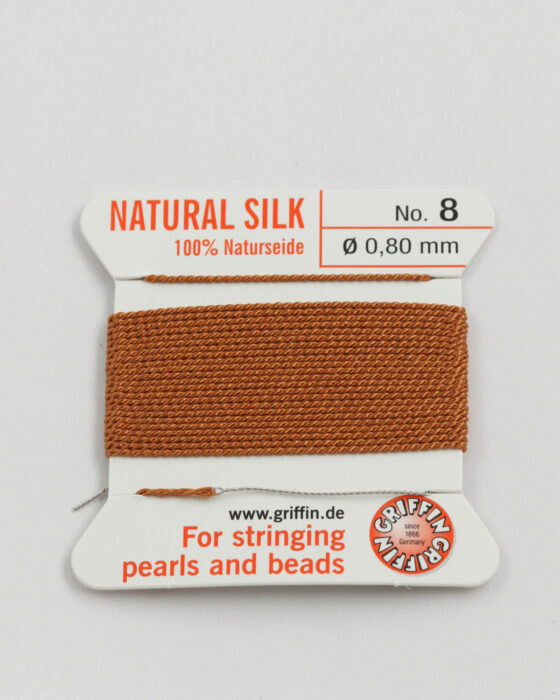 Natural Silk Bead Cord size #8 (0.80mm) cornelian