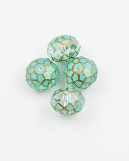 faceted glass rondelle handpainted turquoise