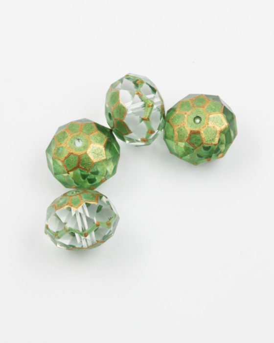 faceted glass rondelle handpainted green
