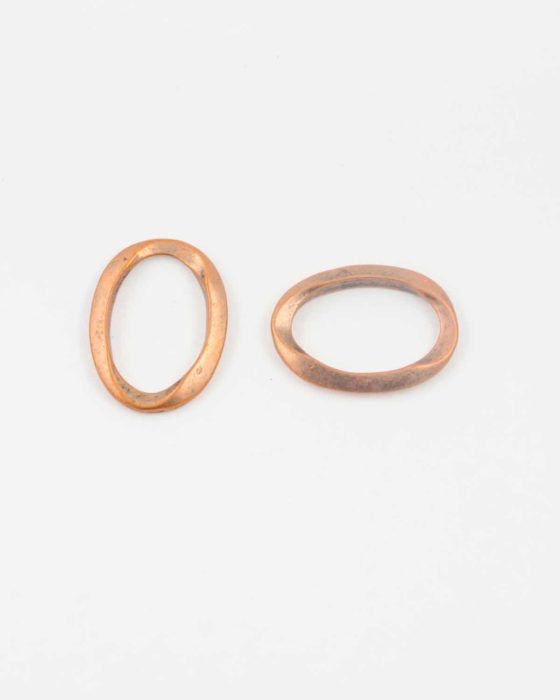 Twisted oval ring antique copper small