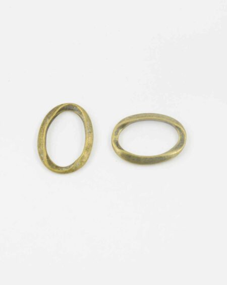 Twisted oval ring antique brass small