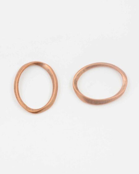 Twisted oval ring antique copper large