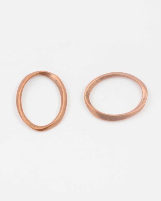 Twisted oval ring antique copper large