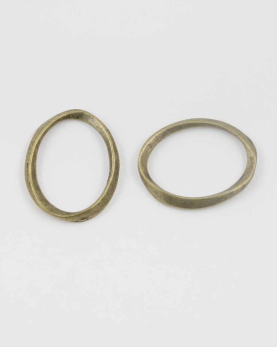 Twisted oval ring antique brass large