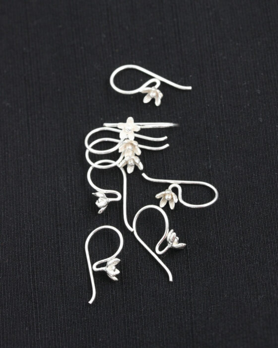 Sterling Silver earwire with flower