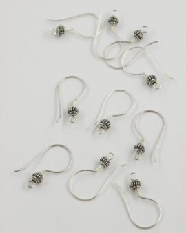Sterling Silver Earwires Bali Style 25x12.5mm.
