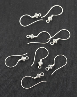 Sterling Silver Earwires Bali Style 25x12.5mm.