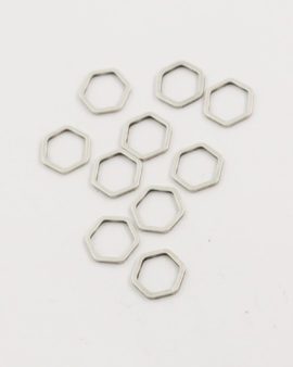 hexagon metal shape 11x10mm antique silver