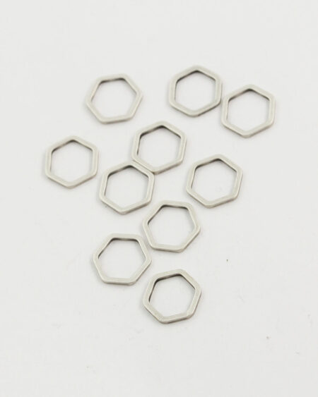 hexagon metal shape 11x10mm antique silver