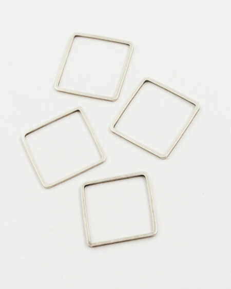 metal square shape 20x20mm antique silver