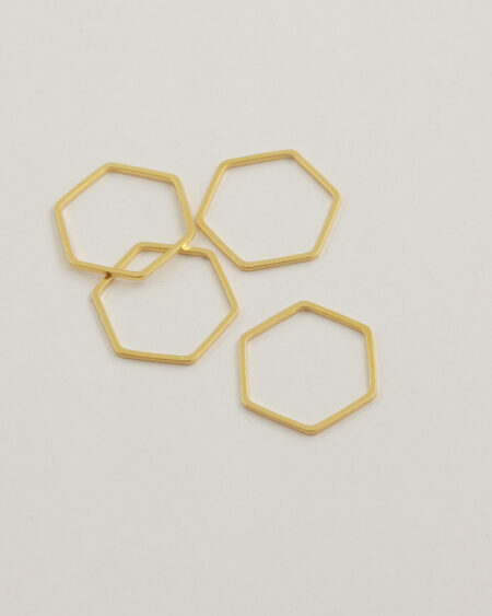 Hexagon metal shape 21x19mm gold