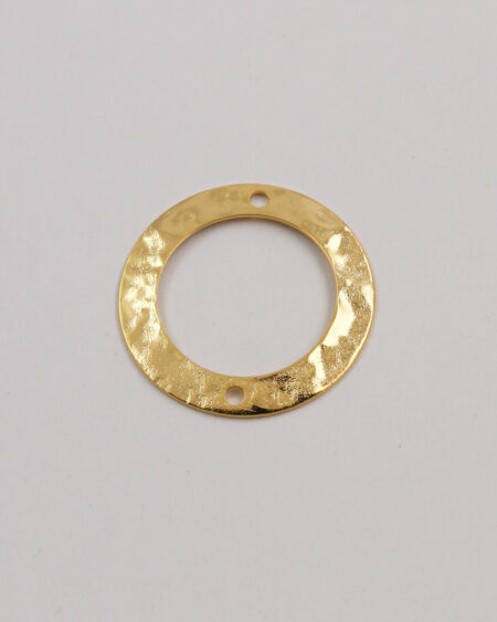 Hammered ring with 2 holes gold