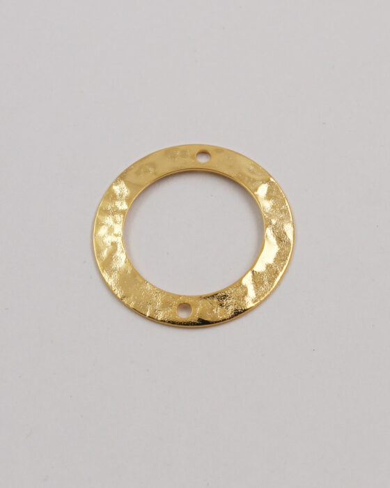 Hammered ring with 2 holes gold