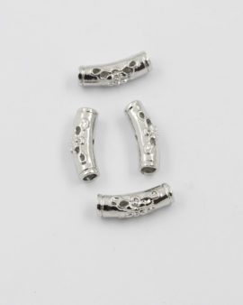 curved tube cut out 5x18mm antique silver
