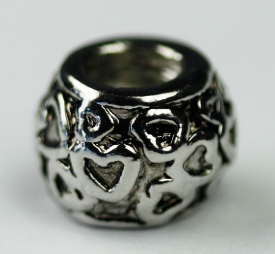 Pandora Style - Charm Spacer with embossed hearts