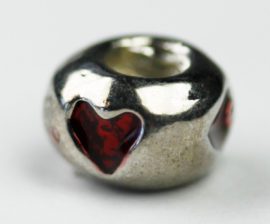 Pandora Style - Charm Spacer with enamelled hearts
