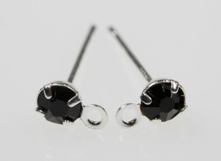 Rhinestone ear post 4x16mm black