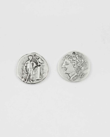 Roman coin charm antique silver