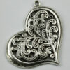 Fern Pattern Heart Pendant - Sold per pack of 10 pieces