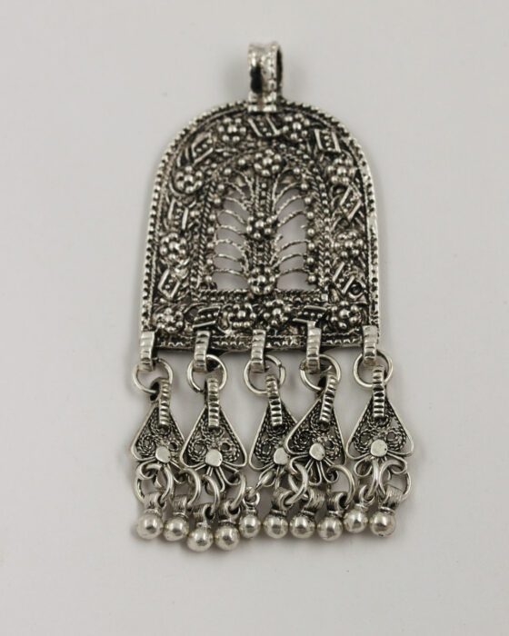 oriental pendant with 5 bells antique silver