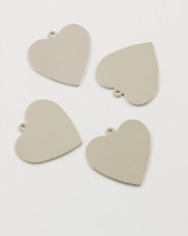 flat heart pendant 25mm antique silver