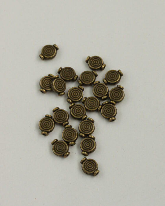 Metal Beads with Circles Pattern 10x8mm antique brass