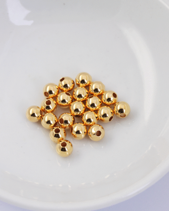 Brass round beads 6mm gold