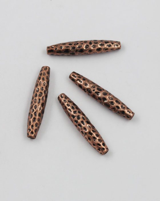 dimpled cylinder beads antique copper