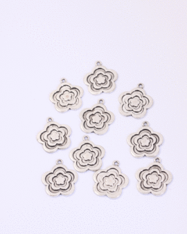 flat flower relief charm 19x22mm antique silver