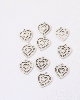 Flat Heart Relief Charm 18x21mm.