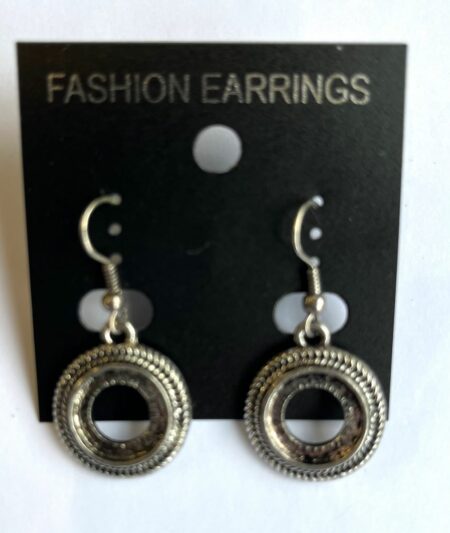 Round Hollow Bezel Earrings 20mm with Cord Design