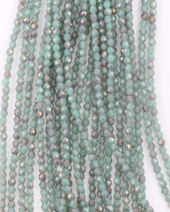 Fire polished glass beads 4mm milky turquoise