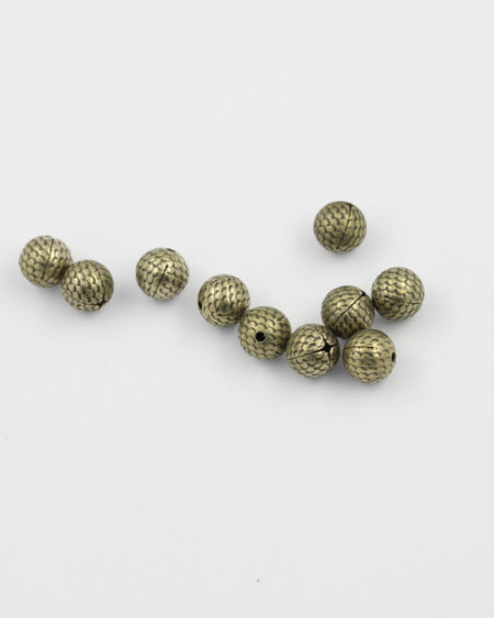 round metal bead 9mm antique brass
